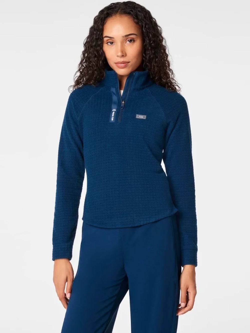 NEW - XS Figs x Team USA On-Shift Grid Fleece 1/4 Zip Top (Team USA Blue)
